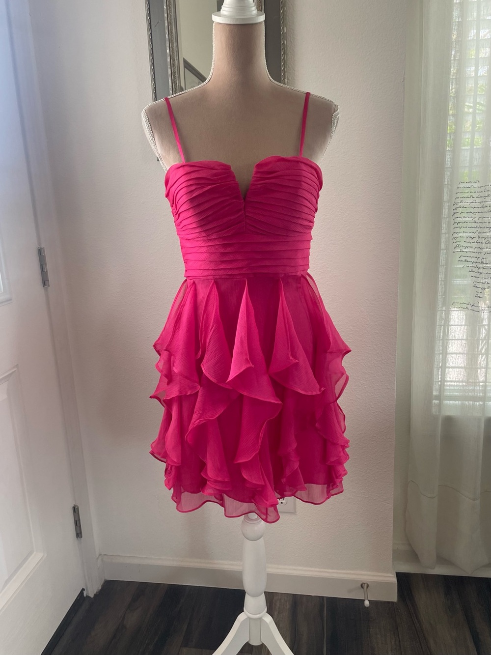 Arden B Hot Pink Ruffled Party Dress, Medium